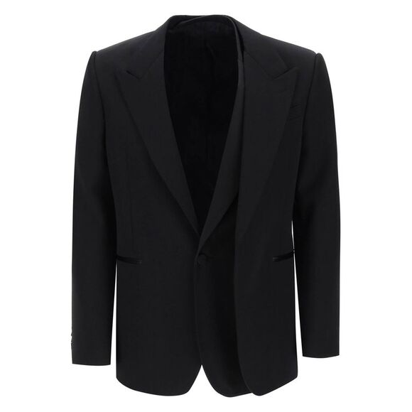 Tailored Wool Jacket with Silk Satin Underlay for Men - Main Image